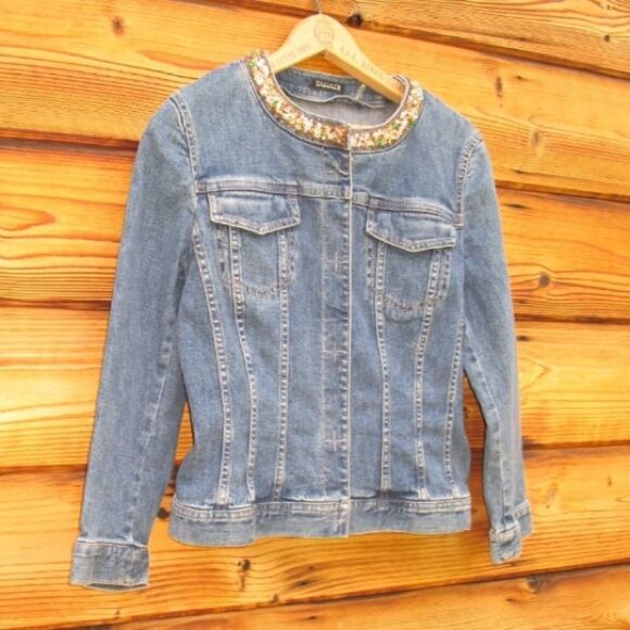 Blue Denim Beaded Jean Jacket - Picture 2 of 7